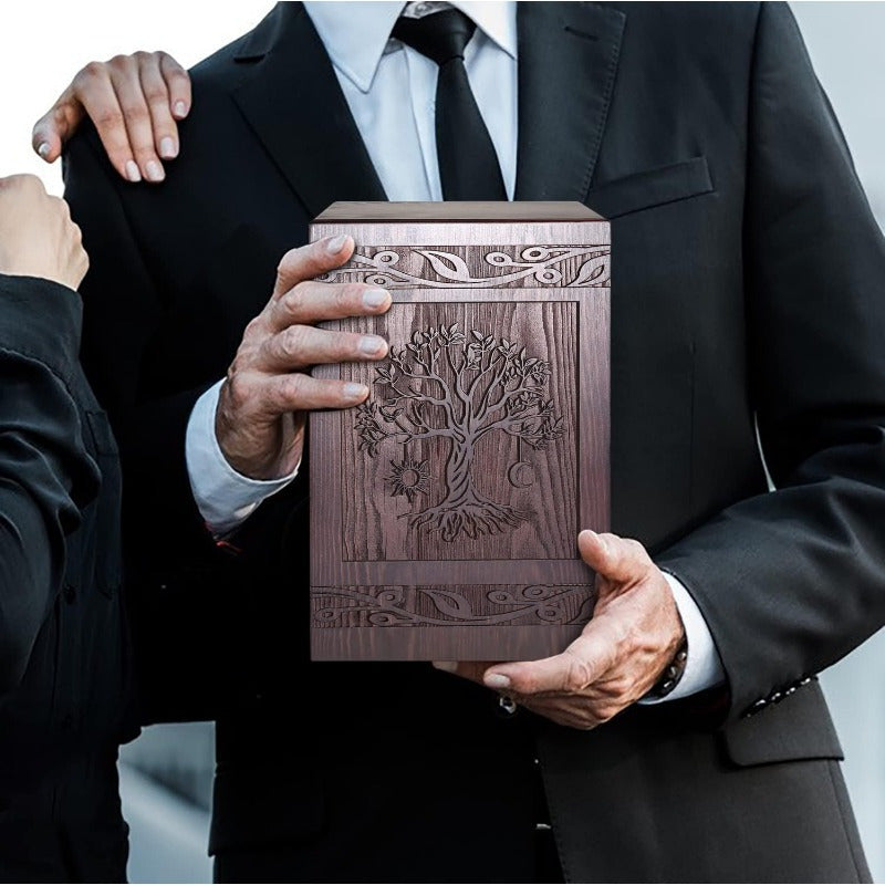 Tree of Life Wooden Urn - Elegant Memorial Urn for Men, Women & Pets |, Decorative Urn, Classic Home Decor
