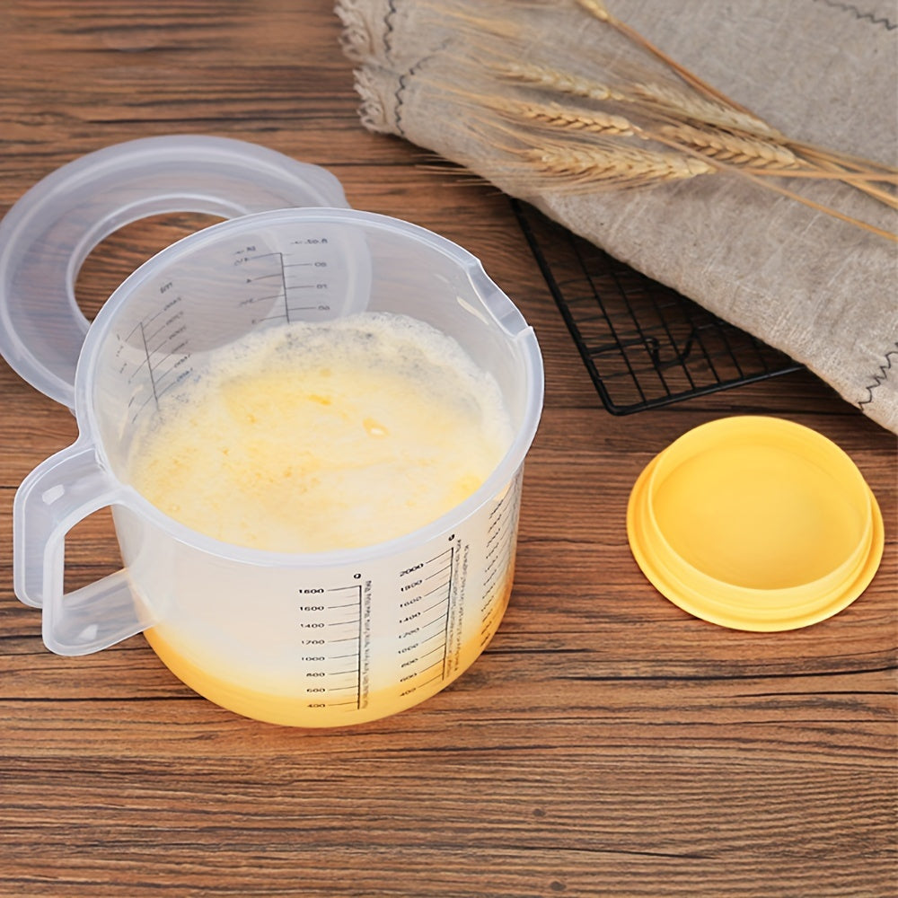 Multi Functional Mixing Bowl with Lid, 84.54oz Large Capacity, Equipped with Measuring Cup and Scale. Splash Proof Design, Durable Plastic, Perfect for Salad Making, Baking and Food Storage.