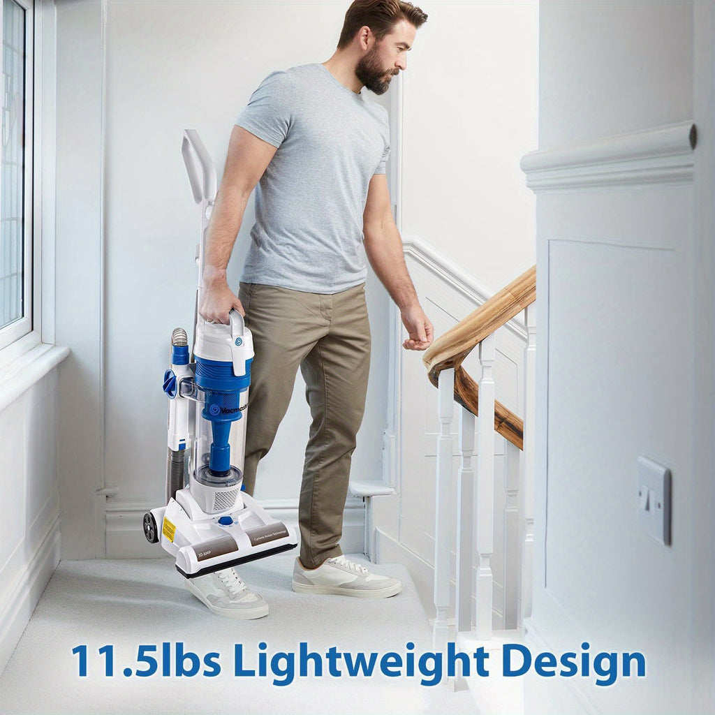 Vacmaster Upright Vacuum Cleaner Power Suction Bagless Vacuum Cleaner Portable Floor Cleaner with 20ft Cord & 13” Cleaning Path for Carpet, Hard Floor and Pet Hair