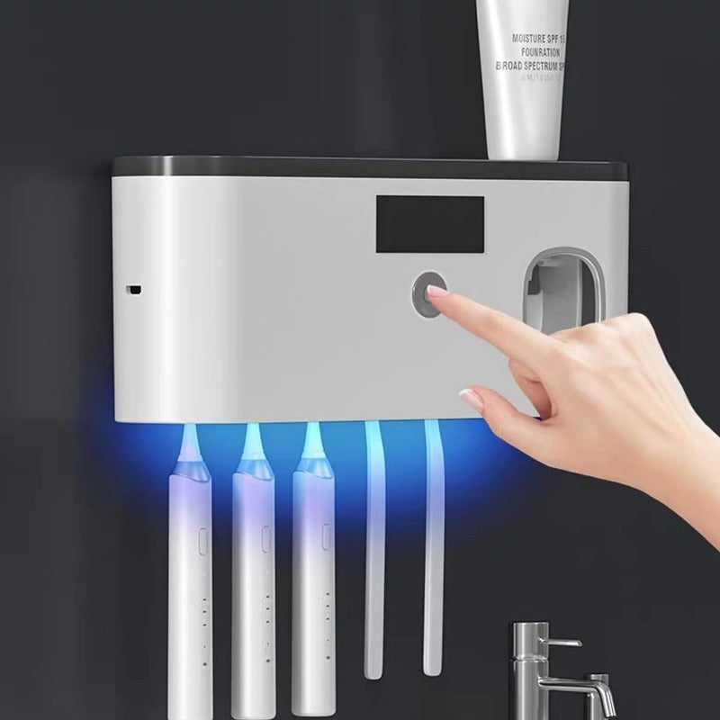Toothbrush Holders for Bathrooms, Wall Mounted Toothbrush Holder with Toothpaste Dispenser, Rechargeable Cordless Wall Mounted Tooth Brushing Holder