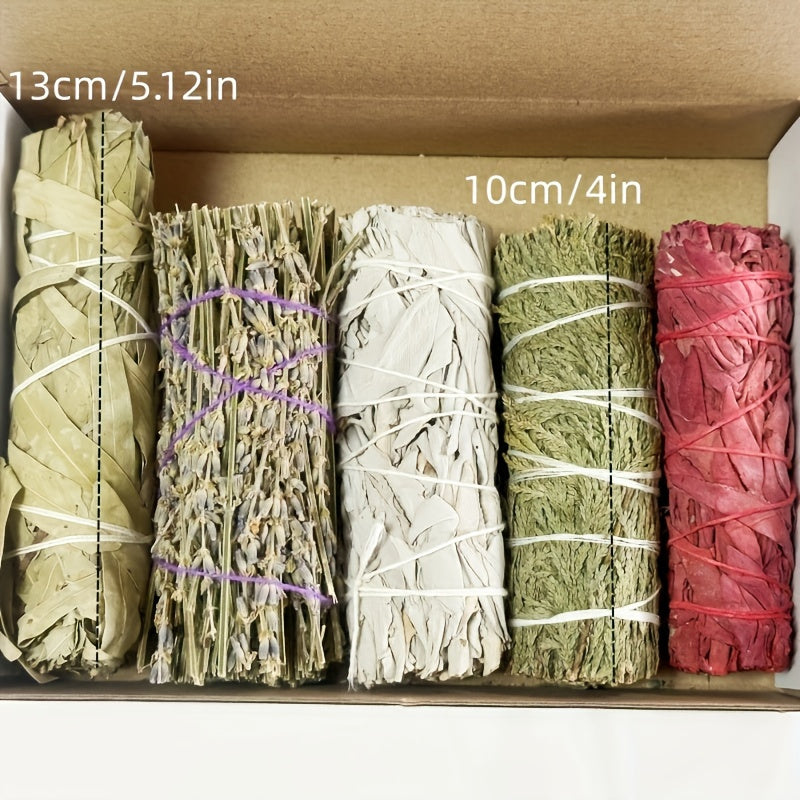 Sage Aromatherapy Cleansing Kit, Contains White Sage, Cedarwood, Dragon's Blood Sage, Eucalyptus And Lavender Incense Sticks, Combination Gift Set for Spiritual Aromatherapy Energy Cleansing, Meet Different Needs, Best for Christmas, Perfect for Thanksgiv