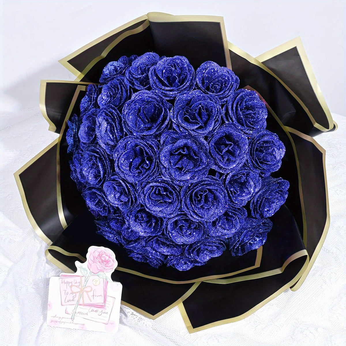 24/36pcs Glitter Roses Bouquet - Everlasting Shiny Artificial Red Roses with Sparkling Glitter Petals - DIY Fake Flower Bouquet Suitable for Valentine' Day, Mother' Day, Wedding, Anniversary, - Gifts for, Plastic Roses Bouquet