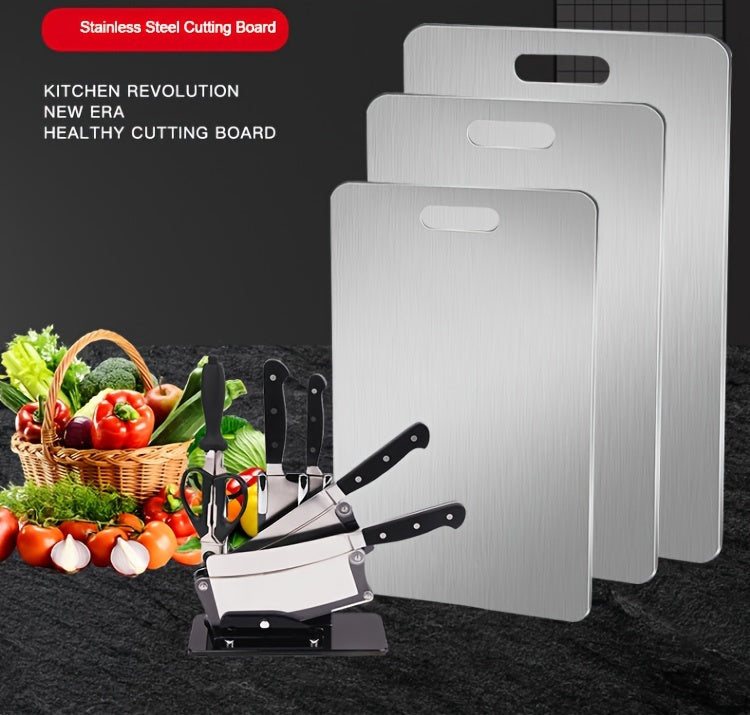 3pcs Premium Stainless Steel Chopping Board Set - Durable, Easy to Clean, Kitchen Ready, Space Saving, Rust Resistant and BPA Free for Food Safety