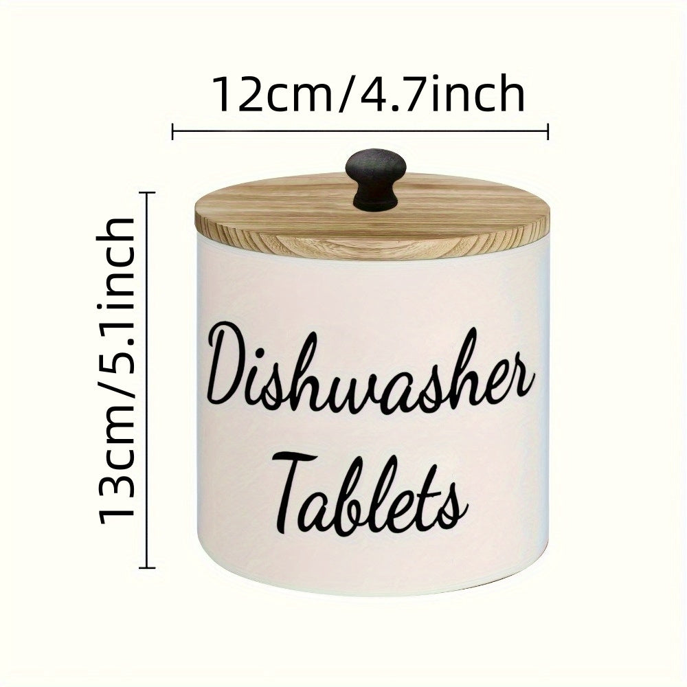 1pc Rustic Farmhouse Dishwasher Capsule Holder - Natural Wood Circular Storage Organizer with Secure Lid, Multifunctional Kitchen Laundry Bathroom Organizer, Perfect Christmas Gift, Natural Wood Design, Best for Christmas