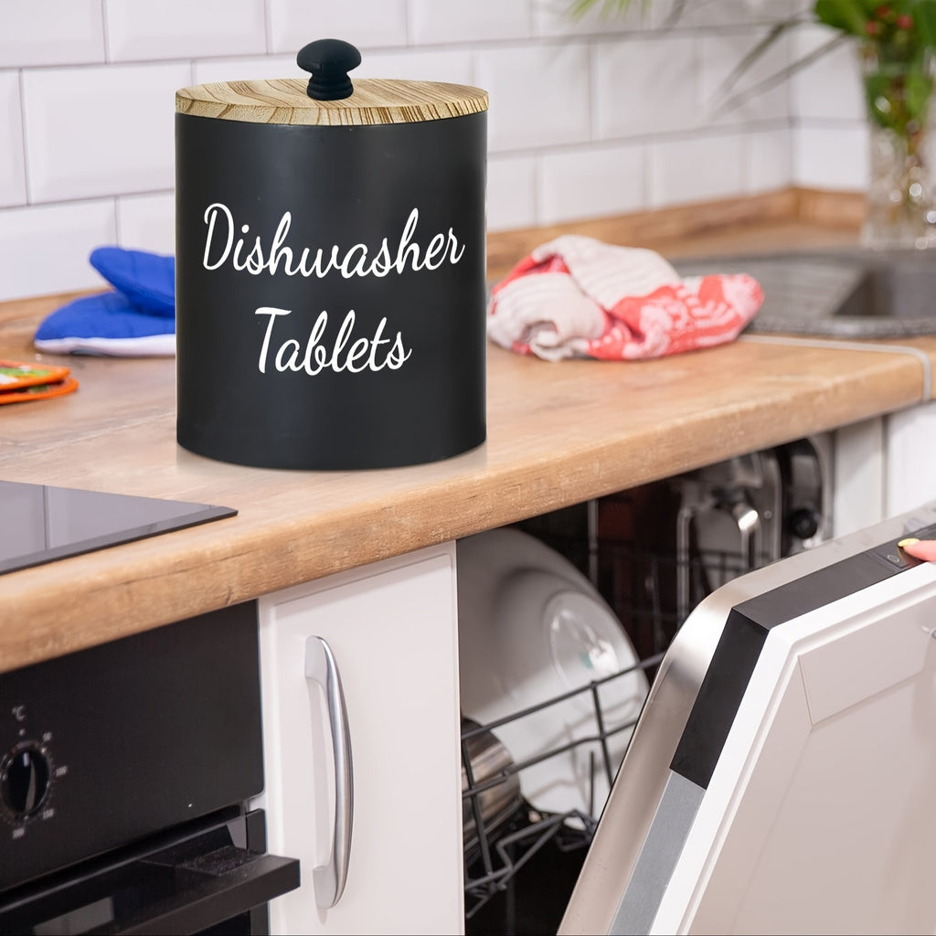 1pc Rustic Farmhouse Dishwasher Capsule Holder - Natural Wood Circular Storage Organizer with Secure Lid, Multifunctional Kitchen Laundry Bathroom Organizer, Perfect Christmas Gift, Natural Wood Design, Best for Christmas