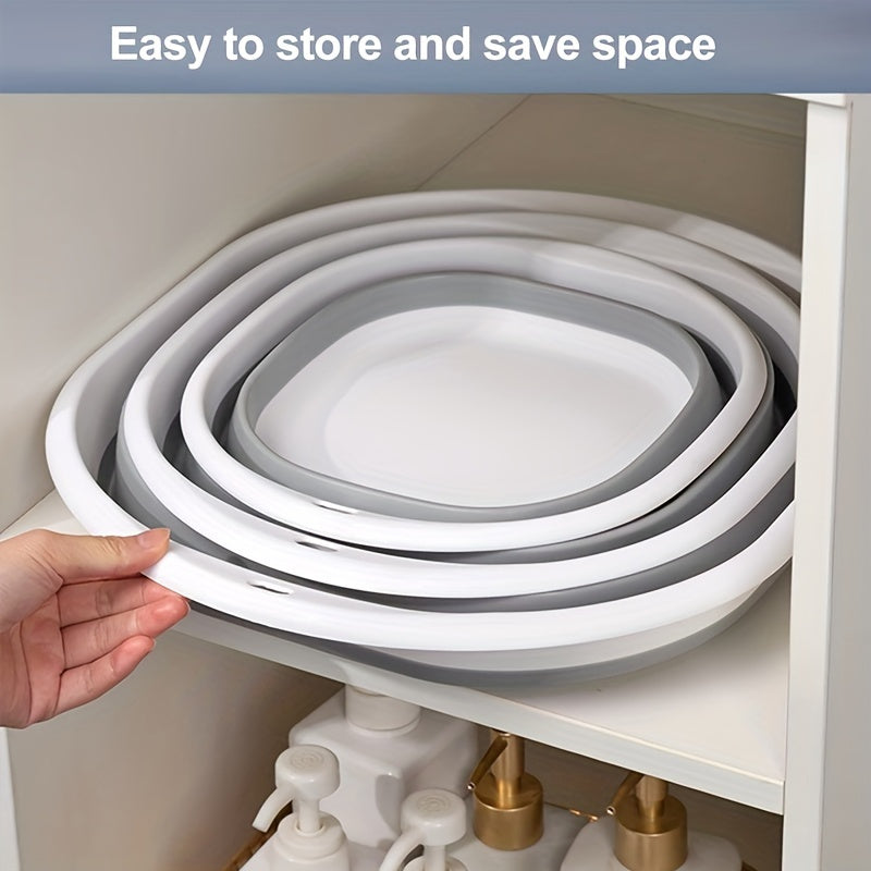 [Foldable Sink Set] 3pcs Set Foldable Sink, Portable Sink, Foldable Dish Basin Square, Foldable Laundry Basket, Foldable Sink, Plastic Sink, Space Saving Storage Container for Cutlery, Fruit, Camping, Laundry, Hiking And Home (Gray)