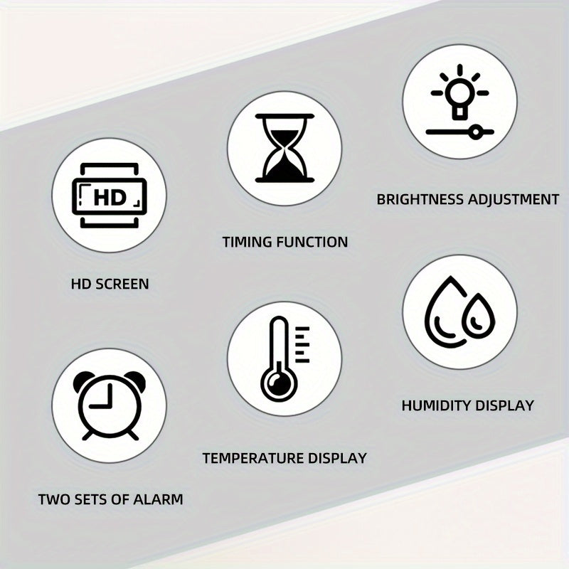 Large Screen LED Alarm Clock - Luminous Display of Week, Temperature, Humidity, and Timer - Ideal for Bedroom, Living Room, and Office with Sleek Modern Design.