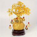 Crystal Money Tree Decor, Golden Resin Wealth Tree with Crystal Leaves, Feng Shui-Inspired Accent for Home, Office and Business Gifts