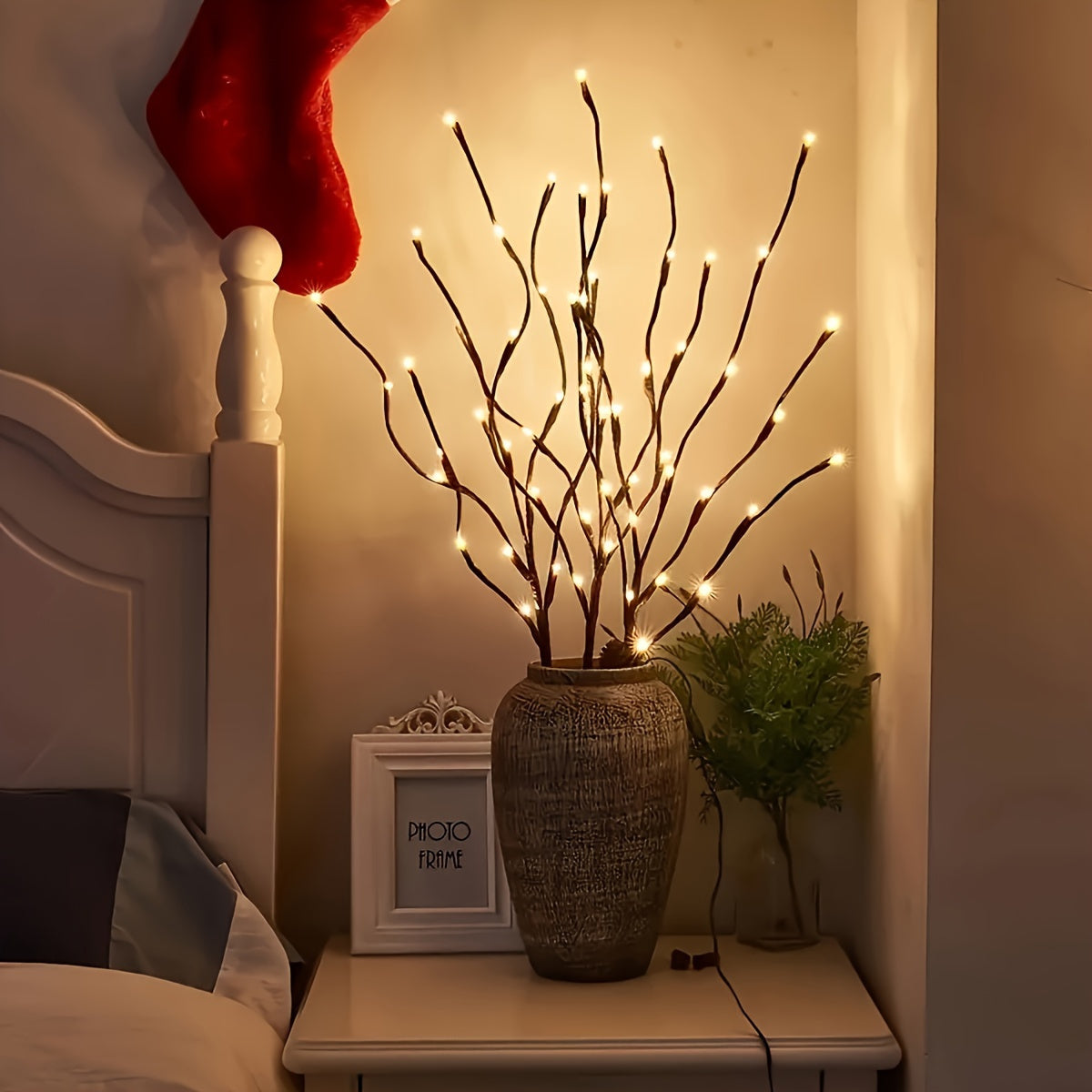 1pc 20 LED Tree Branch Lights - Decorative Indoor Lighting - Fairy Lights Designed Like Tree Branches, Perfect for Party Decorations, Eid Mubarak, Dormitory Decor, Christmas, New Year, And Home Embellishments. Batteries Are Not Included