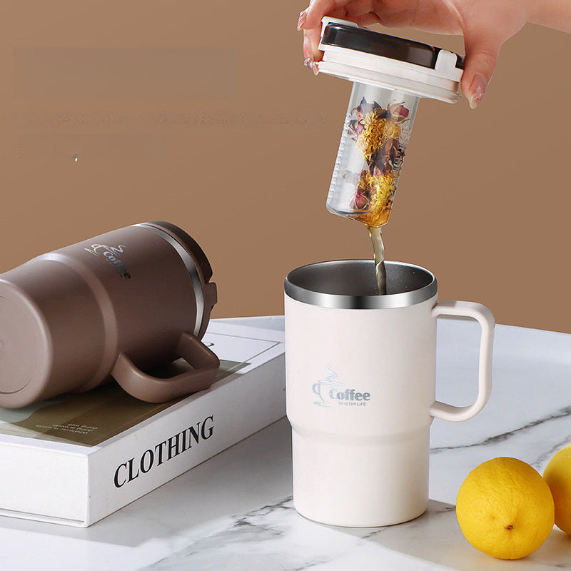 Large 550Ml/19.3Oz Stainless Steel Coffee Mug Featuring a Lid And Spoon, Perfect for Travel, Without Insulation, Suitable for Office Use, Students, Sports, Outdoor Events, And As Gifts for Halloween And Christmas