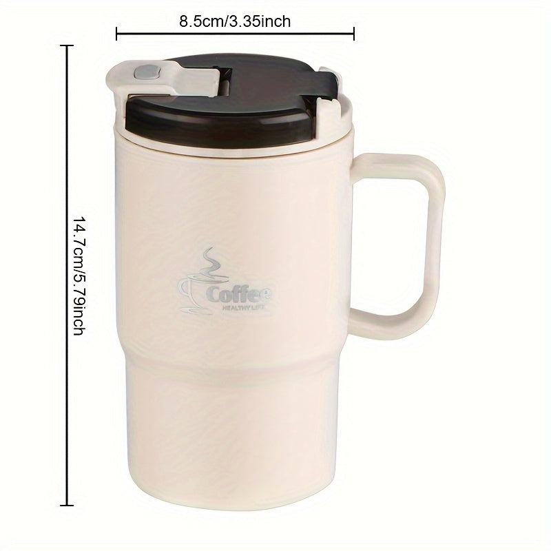Large 550Ml/19.3Oz Stainless Steel Coffee Mug Featuring a Lid And Spoon, Perfect for Travel, Without Insulation, Suitable for Office Use, Students, Sports, Outdoor Events, And As Gifts for Halloween And Christmas