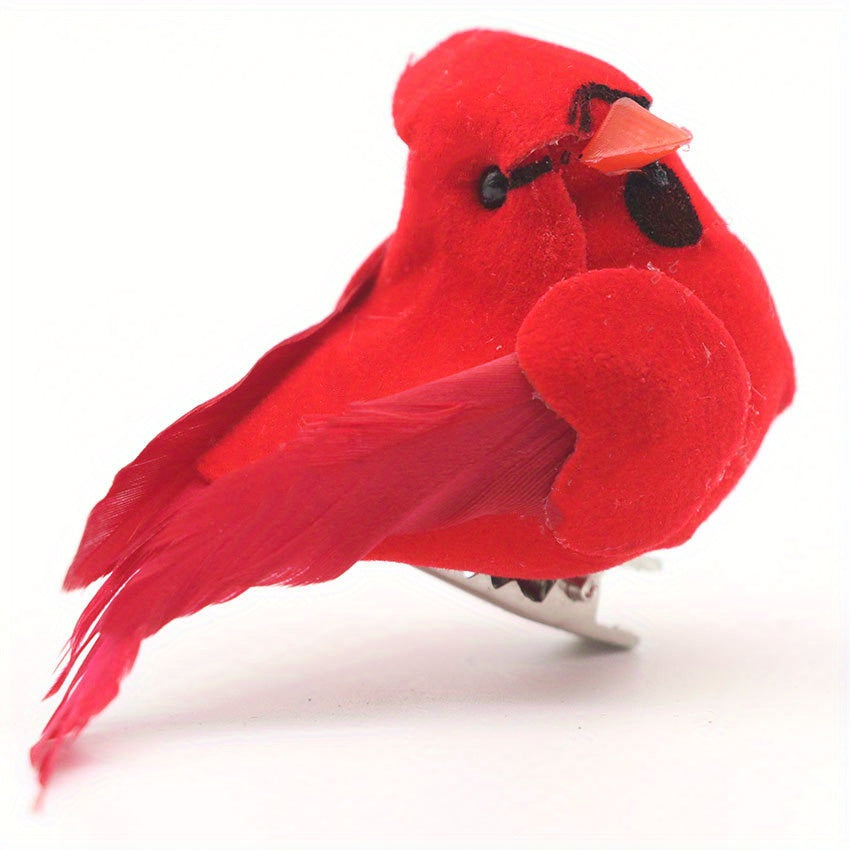 12pcs Christmas Cardinal Red Bird Clip on Tree Ornaments Foam Bird Decorations Approx. 2.36 Inch Bright Red Velvet And Feathers Wreaths Garland Centerpieces Decoration Crafts by Gift Boutique