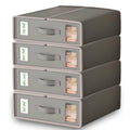 Bed Sheet Organizer Boxes, 4-Pack Foldable Linen Storage with Clear Windows and Labels in Oxford or Nonwoven Fabric for Closet Shelves and Bedding