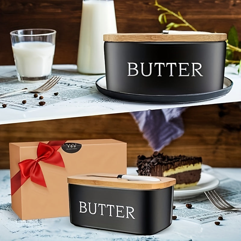 1pc Luxury Large Butter Dish with Lid - Ceramic Countertop Keeper with Knife High-Quality Sealing and Easy-Clean Design - Perfect Kitchen Gift for Butter Lovers Butter Container