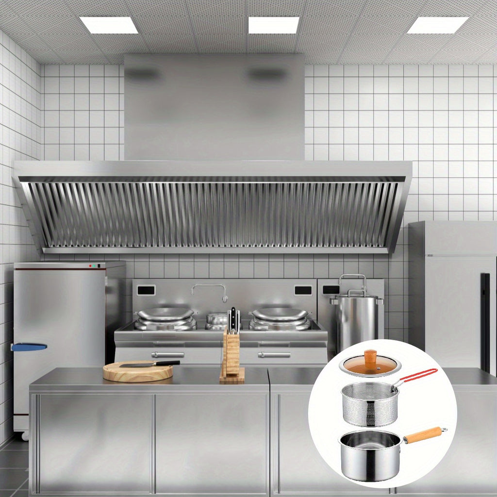 A Versatile Cookware Collection Made of Stainless Steel, Featuring a Frying Basket And a Glass Lid - Includes a Non-Stick Frying Pan, Deep Fryer, Pasta Pot, Milk Saucepan, And Food Steamer, Compatible with Both Induction And Gas Stoves