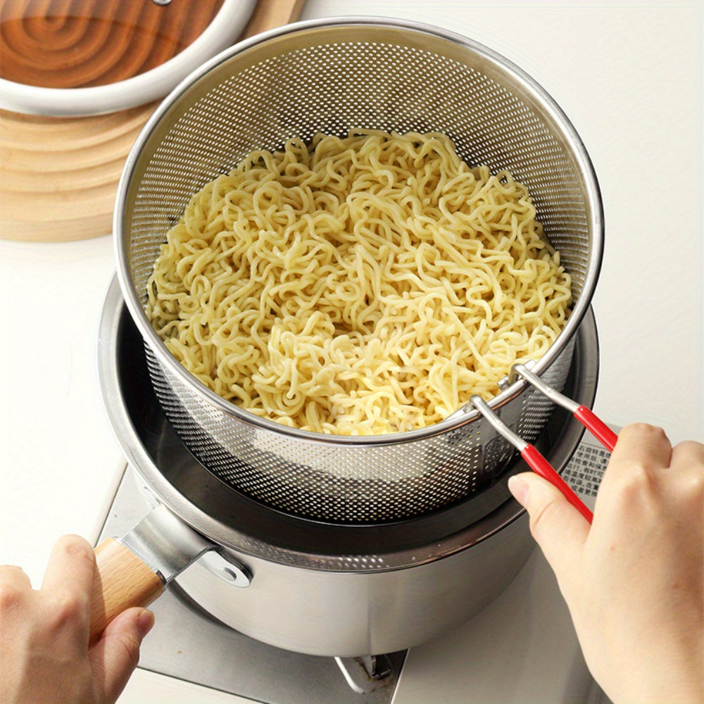 A Versatile Cookware Collection Made of Stainless Steel, Featuring a Frying Basket And a Glass Lid - Includes a Non-Stick Frying Pan, Deep Fryer, Pasta Pot, Milk Saucepan, And Food Steamer, Compatible with Both Induction And Gas Stoves