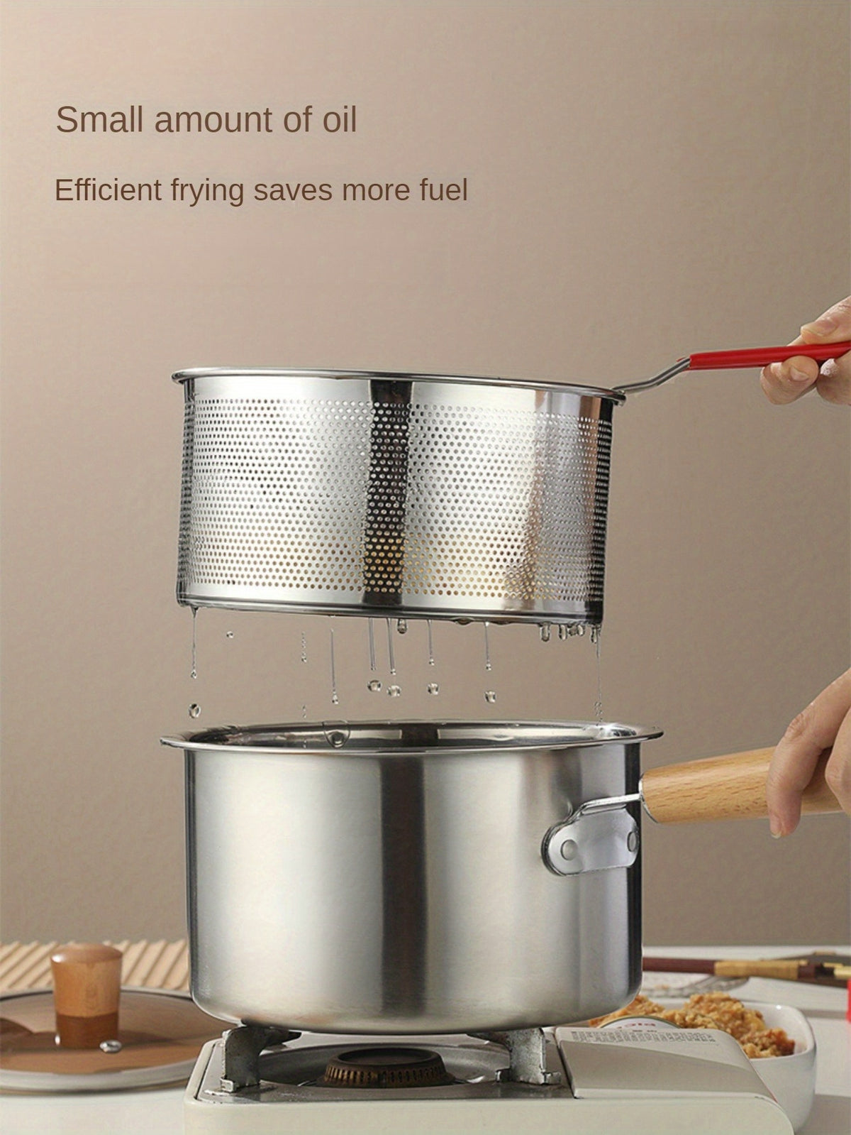 A Versatile Cookware Collection Made of Stainless Steel, Featuring a Frying Basket And a Glass Lid - Includes a Non-Stick Frying Pan, Deep Fryer, Pasta Pot, Milk Saucepan, And Food Steamer, Compatible with Both Induction And Gas Stoves
