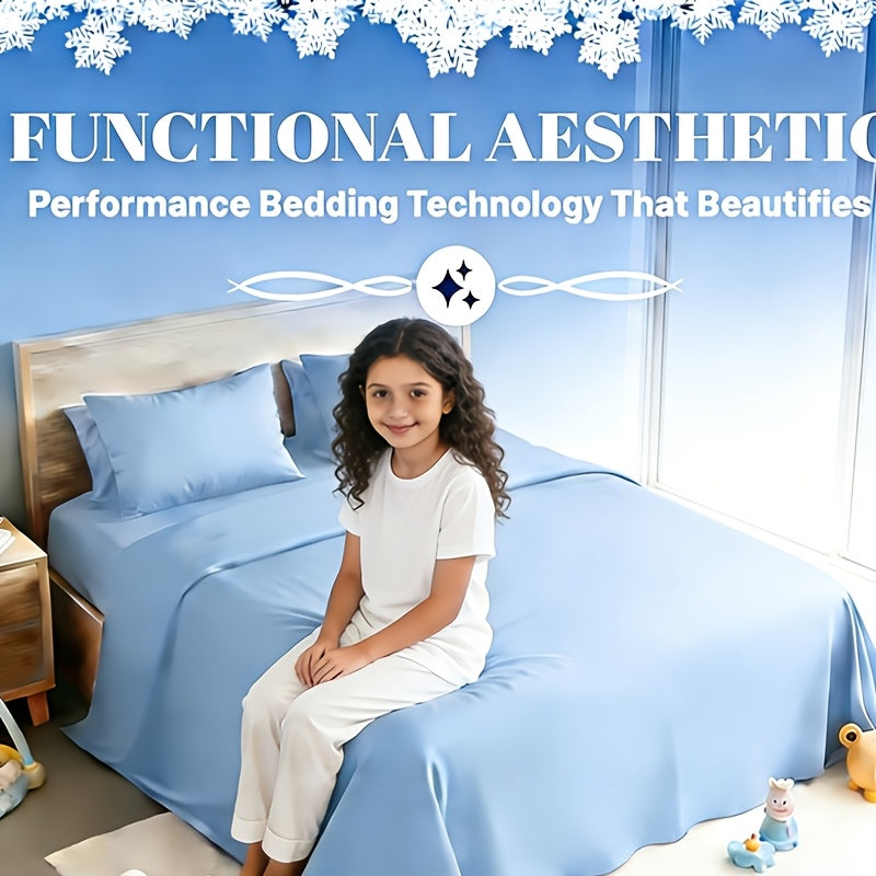 [Breathable Bamboo Sheets] 3/4pcs Breathable Bamboo Bed Sheets Fitted Sheet And Pillowcases Set Child Sheet And Pillowcase Sets, Queen Bamboo Twin Sheet Set, Cooling Queen Sheets Set