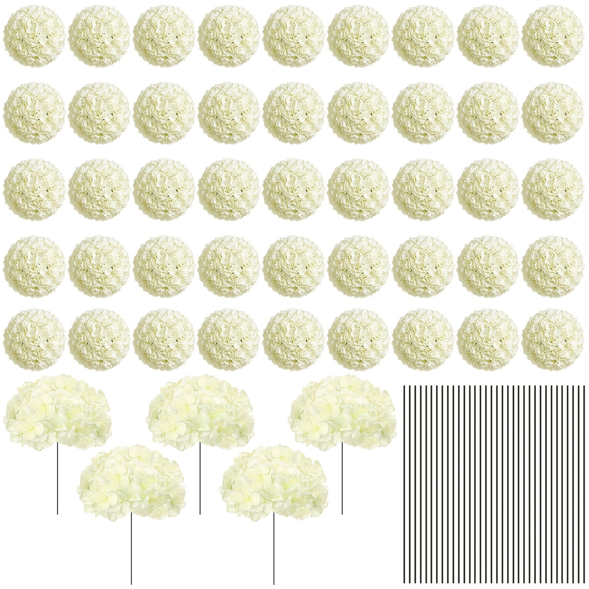72pcs Hydrangea Artificial Flowers Hydrangea Flowers Artificial Flower Heads with Stems for Home Wedding Party Decorations