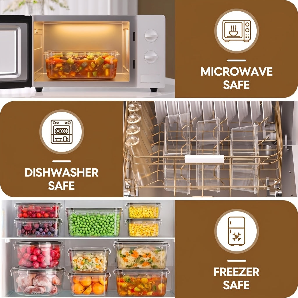 24/40/48pcs (12/20/24 Lids + 12/20/24 Box) Food Storage Container, Fresh-Keeping Boxes, Easy-To-Secure Lids- Airtight Plastic Containers for Food, Suitable for Pantry, Travel, Outdoor Picnics, Kitchen Organization Additions, with Labels Marke