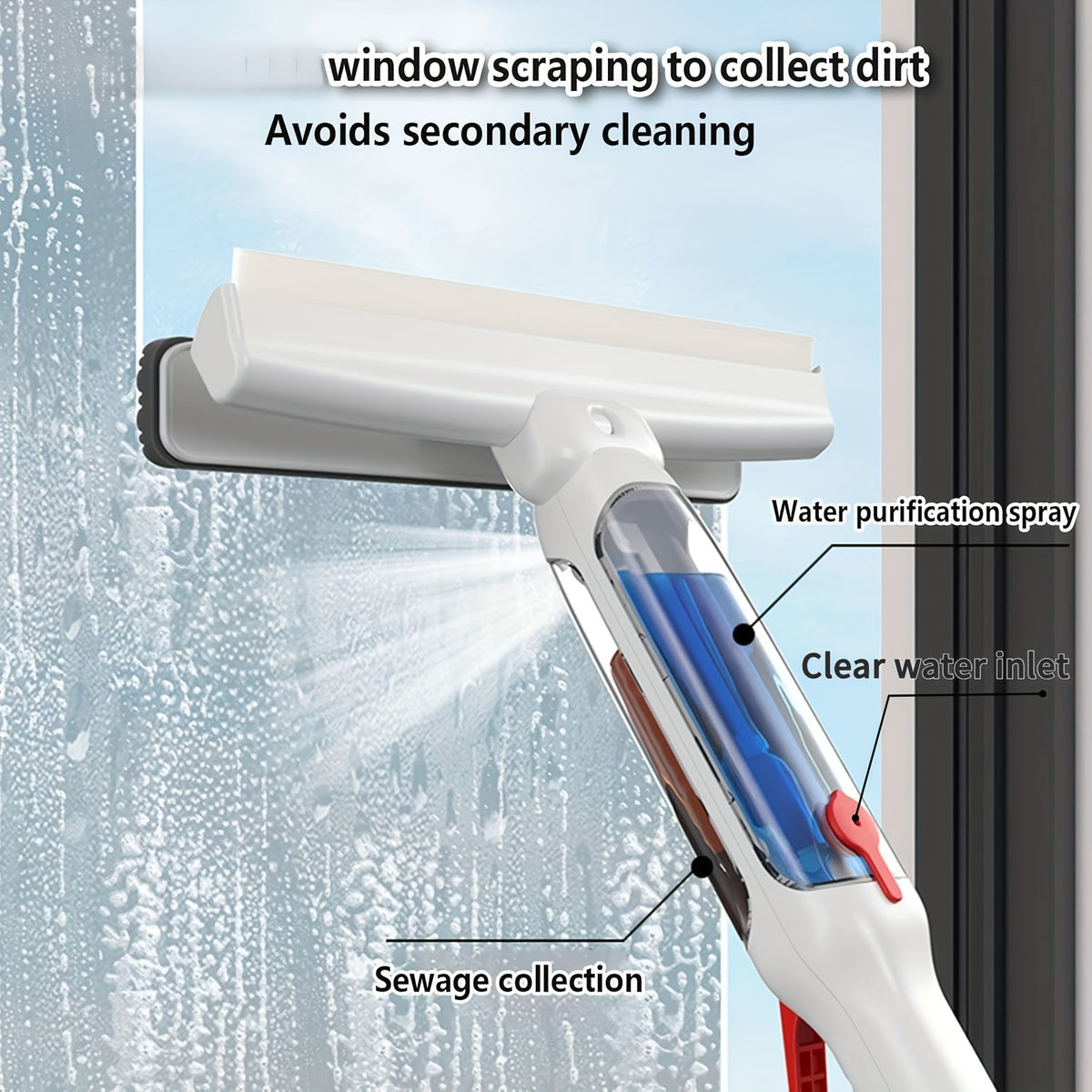 3-in-1 Glass Cleaning Kit: Spray, Wash & Squeegee - Perfect for High Windows, Shower Doors & Car Windshields - Essential Home Cleaning Tool - for All Homeowners - Suitable for Everyday Cleaning