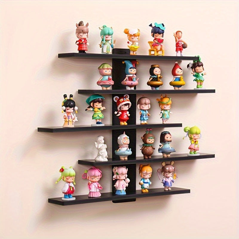 5-Tier Adjustable Wall-Mounted Floating Display Shelves, Fiberboard Modern Decorative Storage Rack, Multifunctional Home And Office Shelving Unit for Action Figures, Building Blocks, Collectibles, Dolls, Statues, Perfect Holiday Gift