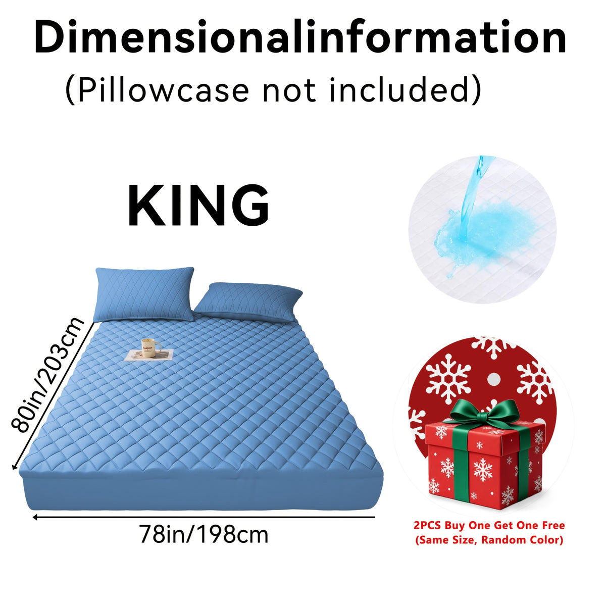 Buy One, Get One Free, 2pcs (Any One Color + Another Random Color) Non-Slip Mattress Protector, Luxury Bed Cover With Deep Pocket, Bed Bug Mattress Protector, Queen And King Sizes, Suitable For Hotel, Dorm Essentials, Father'S Day Gift For Family An