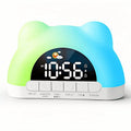 Music Alarm Clock with 11-Color Ambient Light, USB-Powered White Digital Bedside Clock with Dual Alarms, Snooze and Adjustable Volume for Bedrooms