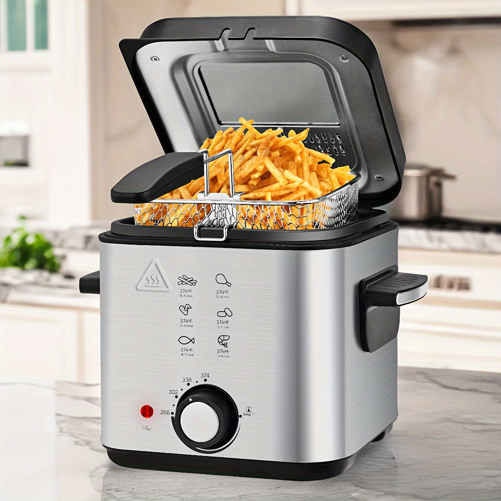 SUSTEAS 1800/1500W/900W Electric Deep Fryer with Stainless Steel Basket | Large Capacity, Adjustable Temperature, Easy-Clean Pot, Foldable Handle, Compact Durable Design | Stylish Kitchen Appliance & Essential Tool for Family Dinners, Parties