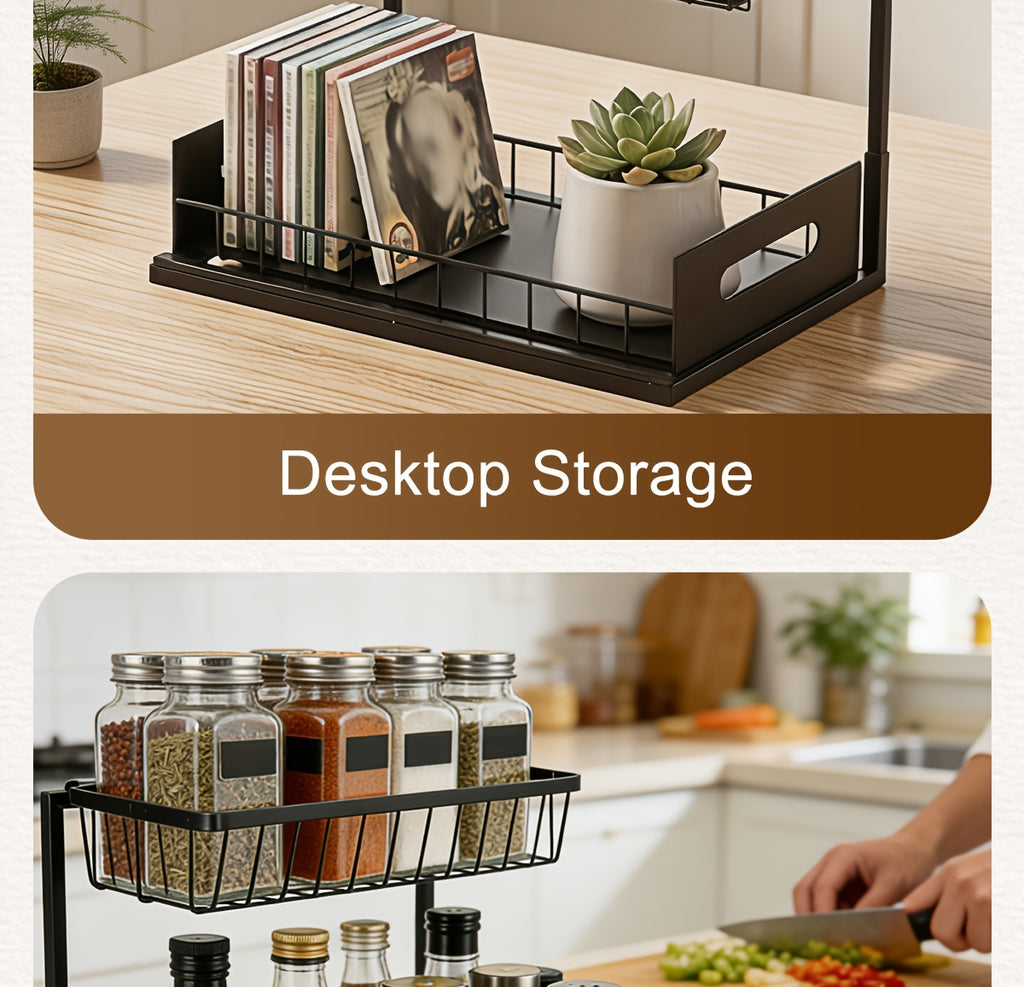 1/2pcs Kitchen Organizers And Storage, Kitchen Accessories, Utility Racks, Under Sink Organizer, Pull Out Cabinet Organizer, 2 Tier Slide Out Sink Shelf, Cabinet Storage Shelves, Under Sink Storage for Kitchen Bathroom Cabinet