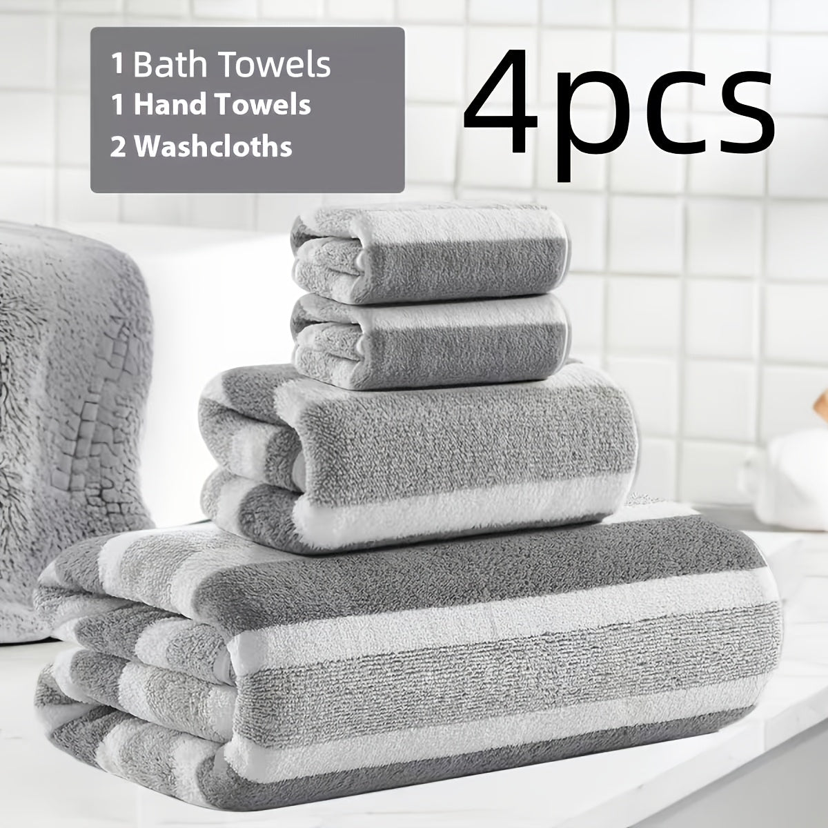 [Ultra-Soft Towel Set] 12/8pcs Towel Set, Ultra-Soft Towel Set with Excellent Absorbency And Quick-Drying Performance, 8pcss Include (1 Large Bath Towel, 2 Medium Bath Towels, 4 Small Bath Towels, 1 Hair-Drying Towel)
