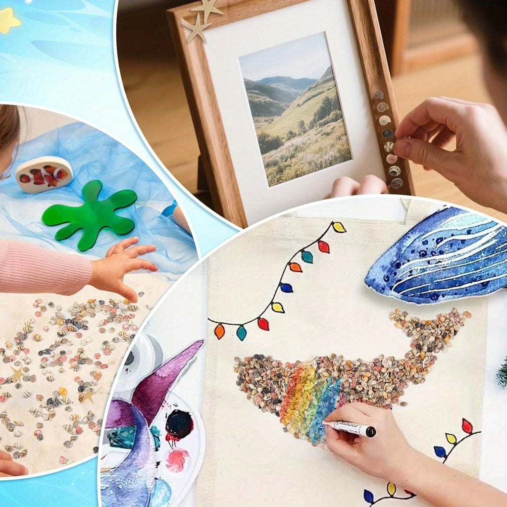 1200pcs Tiny Seashells& 21 Starfish Mixed Bulk Beach Small Shells for Home Decor, Beach Theme Party Decorations, Fish Tank Aquarium Decor, Sea Shells for Crafting Vase Filler, Beach Candle