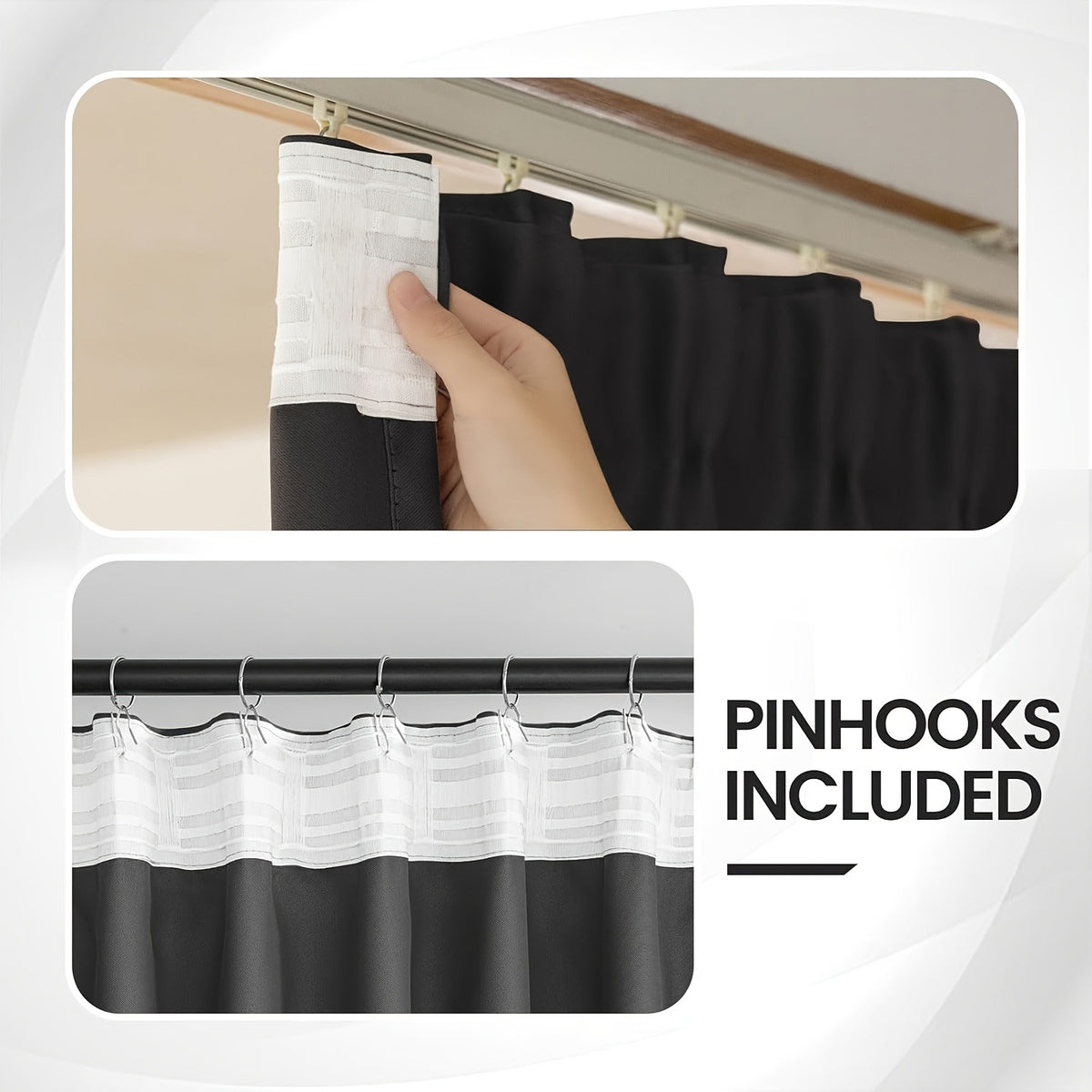 1-Panel Modern Blackout Room Divider Curtain Panel Suitable for Ceiling Track/Rod Pocket Mount, Panel with Hooks, Blocking Floor/Wall Curtain for Doors, Machine Washable for Bedroom/