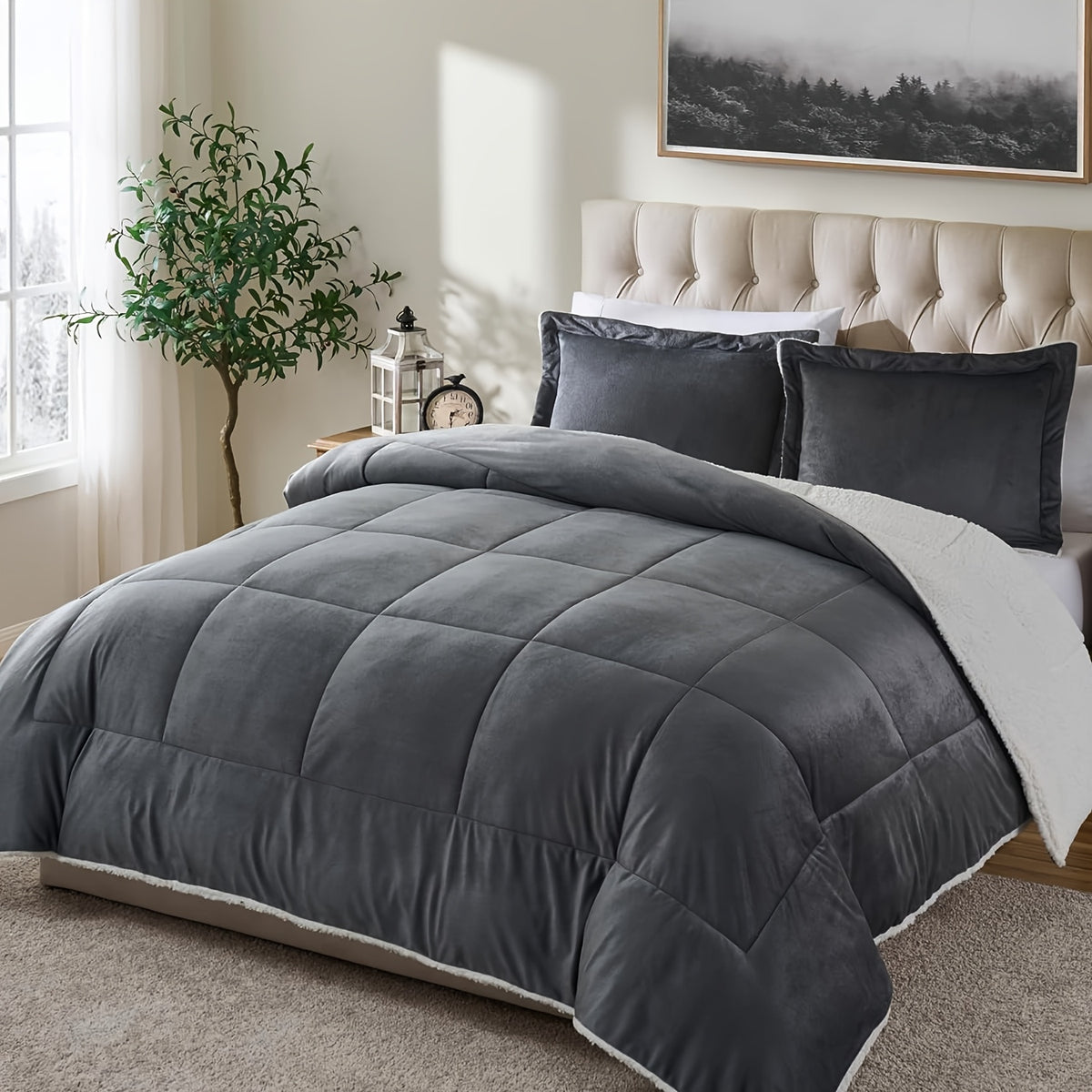 2/3 Pc Sherpa Fleece Blanket for Sofa and Bed, Extra Thick Plush Microfiber, Lightweight Reversible Soft Cozy Warm Luxury Bed Blanket, Single Double Bed Size