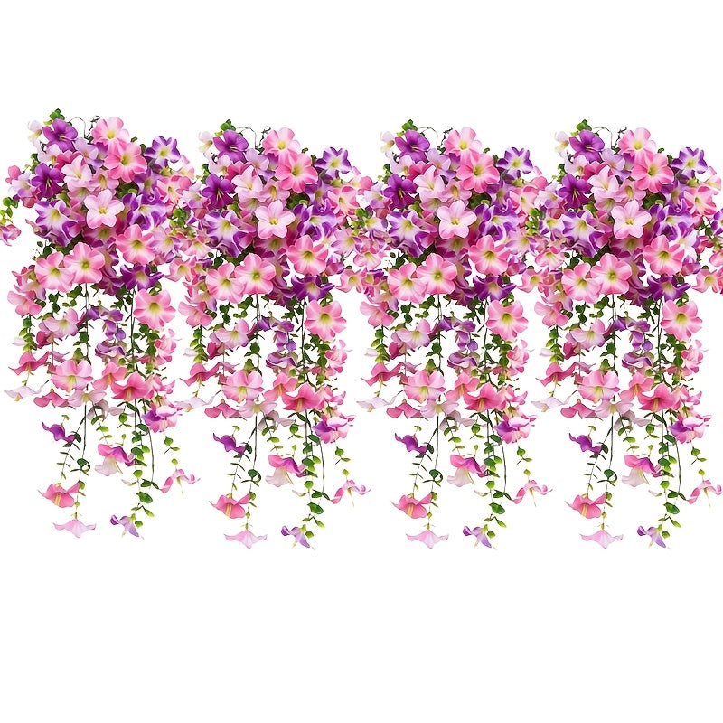 4pcs- Seven Colors, Outdoor Artificial Flowers, UV-resistant Eucalyptus Pendants, Suitable for Home, Garden, Wedding Decoration, Courtyard, Spring and Summer Display, Indoor/ Outdoor Hanging Display, Yellow, Red, White, Purple