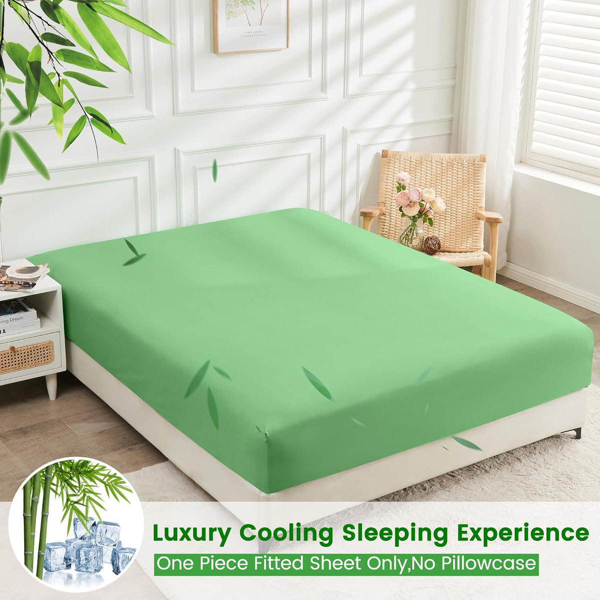 [Deep Sleep] 4/6pcs Bamboo Bed Sheet Set, Luxury Soft & Cooling Sheet Set For Hot Sleepers, 5 Star Hotel Experience Bed)Child Sheets Sets Deep Pocket Up To 16"Breathable Bedding For Room, Hotel 2200TC Bedding Sheets Queen Bed Sheets W/ Random Color