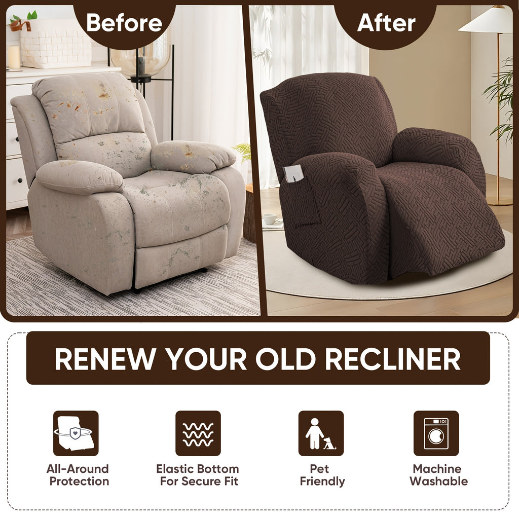 1SEAT 2026 NEW Recliner Slipcovers, Four Seasons Stretch Recliner Slipcover with Pocket, Removable, Washable, And Soft Recliner SlipChair Cover Suitable for Living Room Sofa Cover Home Decor, Easter Decorations for Home, St Patricks Day.