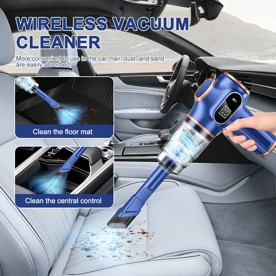 Powerful Handheld Vacuum Cleaner for Pet Hair with Digital Display, Type-C Fast Charging & Washable Filter, Portable Cordless Vac for Car Interior Detailing, Home Upholstery & Office Dust And Debris Cleaning