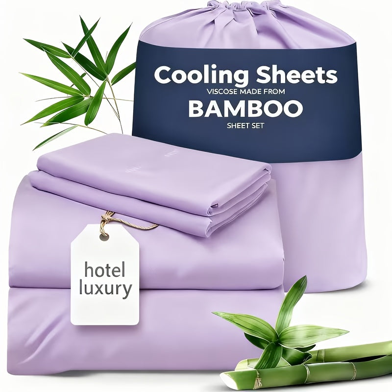 3/4pcs Cooling Sheets Set - Bamboo Bed Sheets Set Queen Size - Luxury Fitted Sheet Set - 1660TC Ultra Soft Children Sheet & Pillowcase Sets - Deep Pockets - Unmatched Comfort & Softness Sleep - Perfect Fit for All Beds Set - Include Random Color