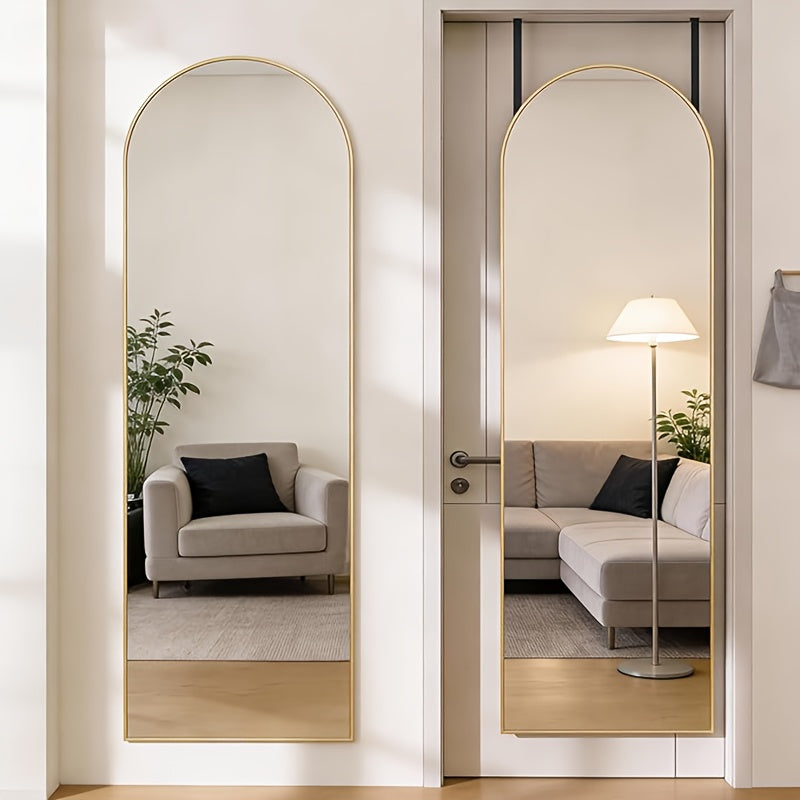Full Length Mirror Over The Door/Wall Mounted Vertical Hanging Mirror with Lightweight Aluminum Alloy Frame 47x14, Full Body Dressing Mirror Suitable for Bedroom Living Room Entryway Install Space-Saving Vertical Mirror