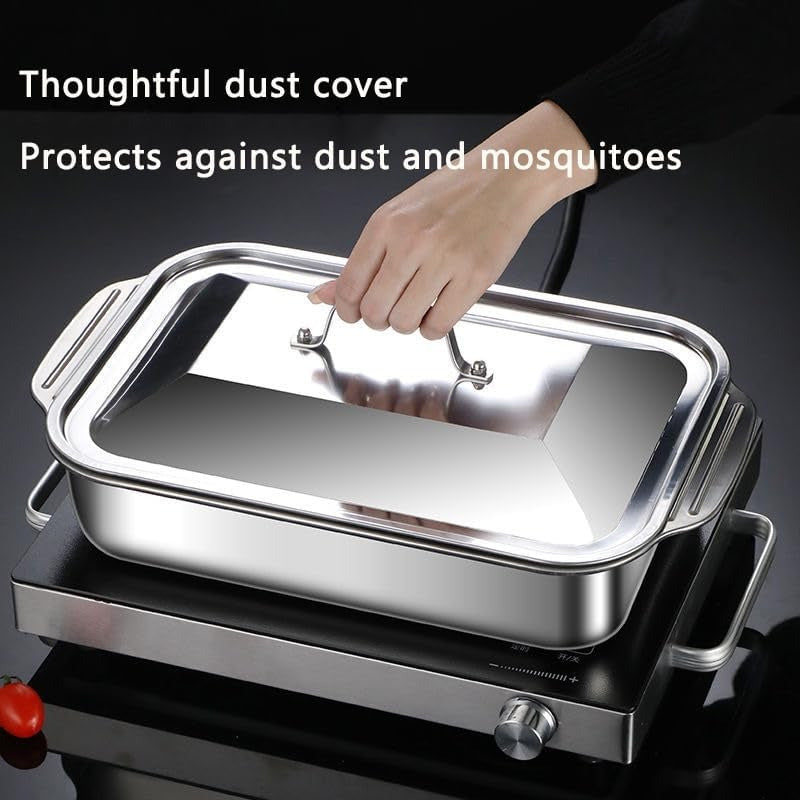 2/4/6/8pcs Extra Large Heavy Duty Stainless Steel Baking Pans with Lids - Non-Stick, Thick Rectangular Oven Trays for Desserts, Bread, And Seafood - Perfect for Bbqs, Buffet Serving Trays