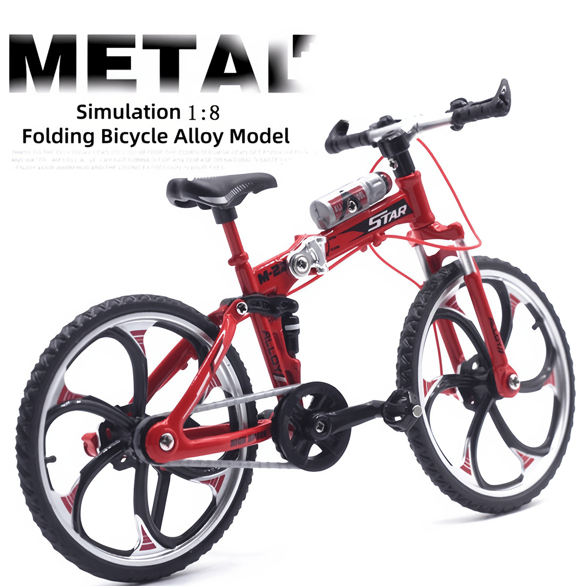 1:8 Scale Alloy Mountain Bike Model, Foldable, Available in Three Colors, Suitable as a Holiday Gift for Family, Friends, Classmates, and Colleagues for Christmas and New Year, Home, Bedroom, Living Room, and Office Decorative Craft