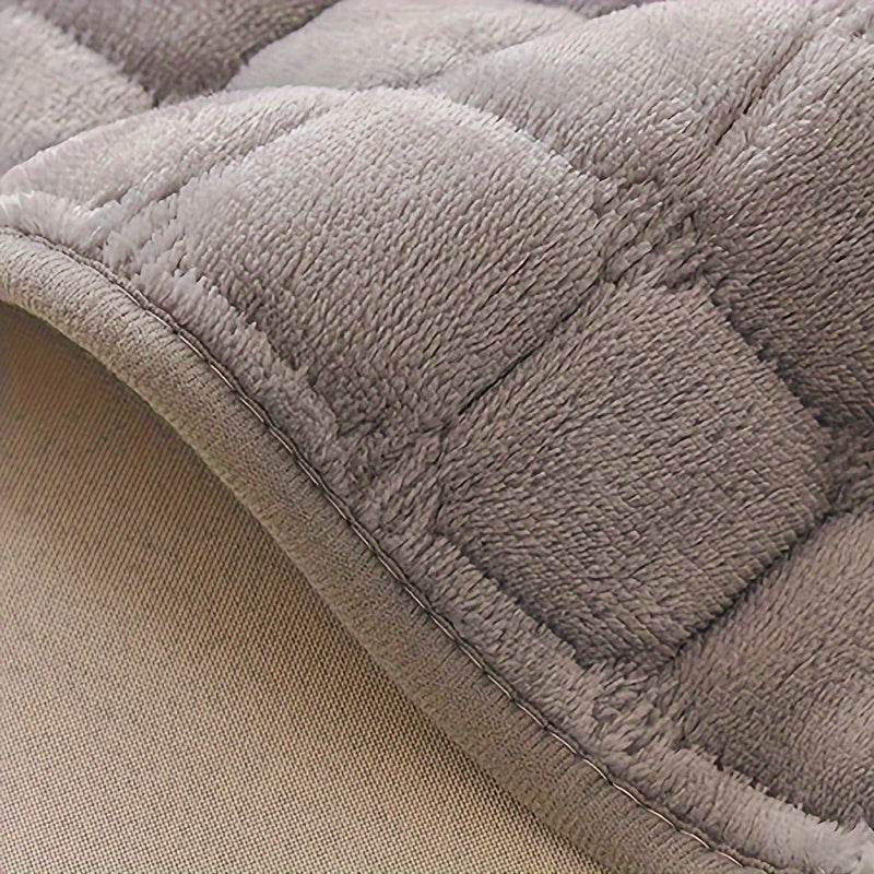 2pcs Quilted Sofa Cover, Flannel Velvet Polyester Jacquard, 450-500 g/㎡, Soft Durable Pet-friendly, Machine Washable, for Living Room Bedroom Office Home Decor