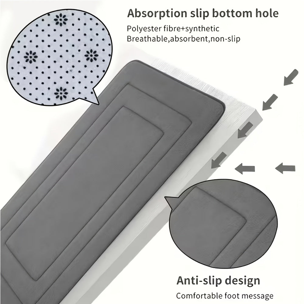 3pcs 25D Sponge Bath Mats - Super Absorbent Non-Slip Shower Rugs, Thick Soft Bath Tub Floor Mat Suitable for Bathtub, Shower, Bathroom - Heavy Foot Traffic Areas, And Modern Bathroom Decor