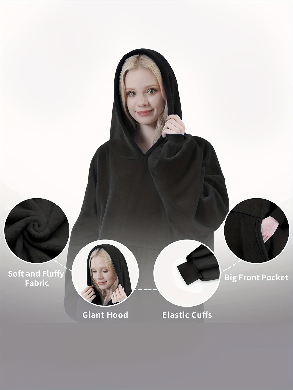 1pc Oversized Blanket Sportswear Super Soft And Warm Winter Giant Adult Wearable Blanket Hooded Jacket, Thick And Warm Hoodie Jacket Ultra Long Wearable Blanket Women'S Men'S Pocket Lazy Dress