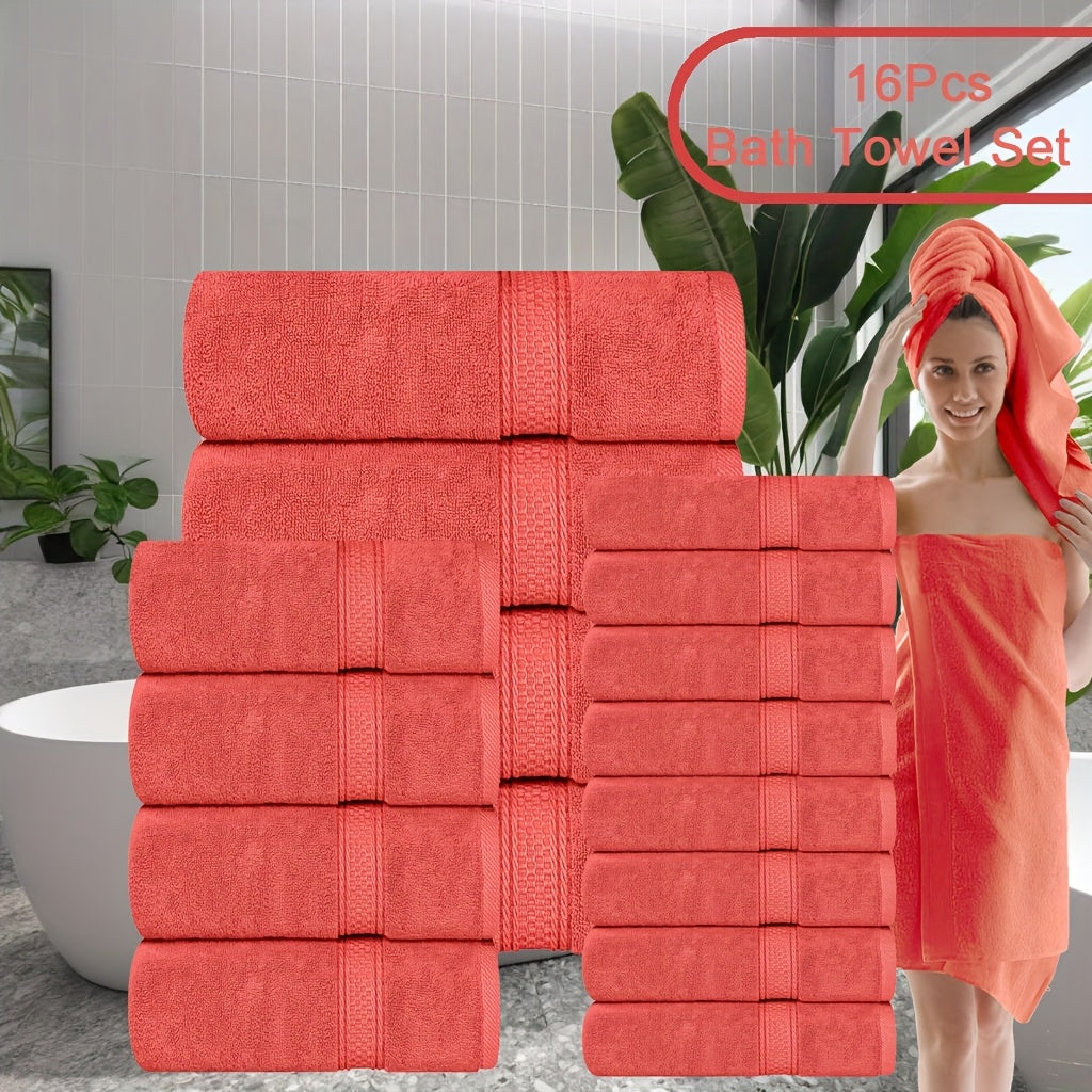 UToPantica 16pcs/8pcs Luxurious Soft Towel Set | 2/4 Bath Towels, 2/4 Hand Towels, 4/8 Washcloths Luxurious, Soft, Skin Friendly, Good Water Absorption, Quick Drying, Thickened Bathing Towel, Suitable For Home, Hotel, Travel, Fitness, Beauty SPA