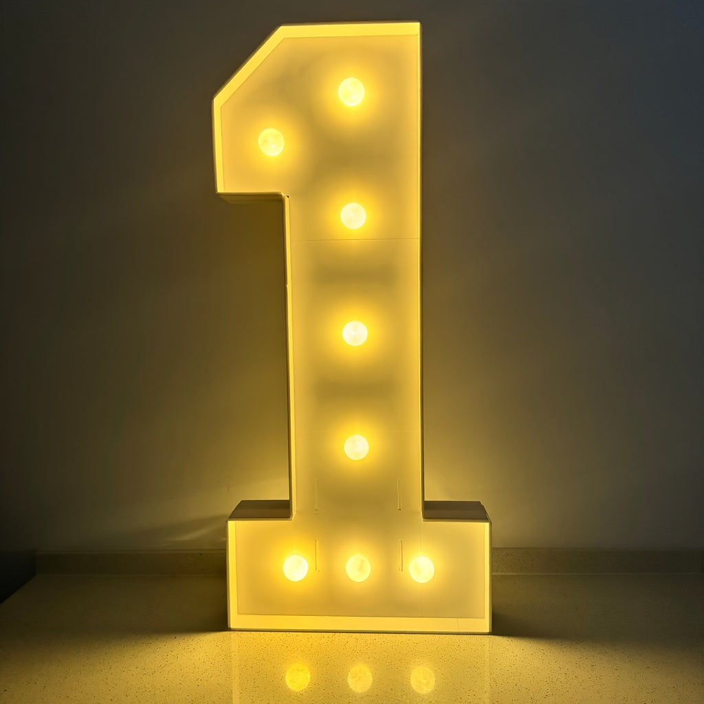 Warm White 3Ft/91.5Cm/36Inch Party Numbers - Birthday, Anniversary, Wedding Decorations, 3D KT Board 3Ft Tall Glowing Sign with Easy Snap Assembly (Battery Not Included)