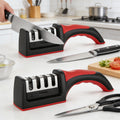 4-in-1 Knife and Scissors Sharpener, Four-Stage Kitchen Blade Sharpening Tool with Ergonomic Anti-Slip Handle for Everyday Home Cooking Prep