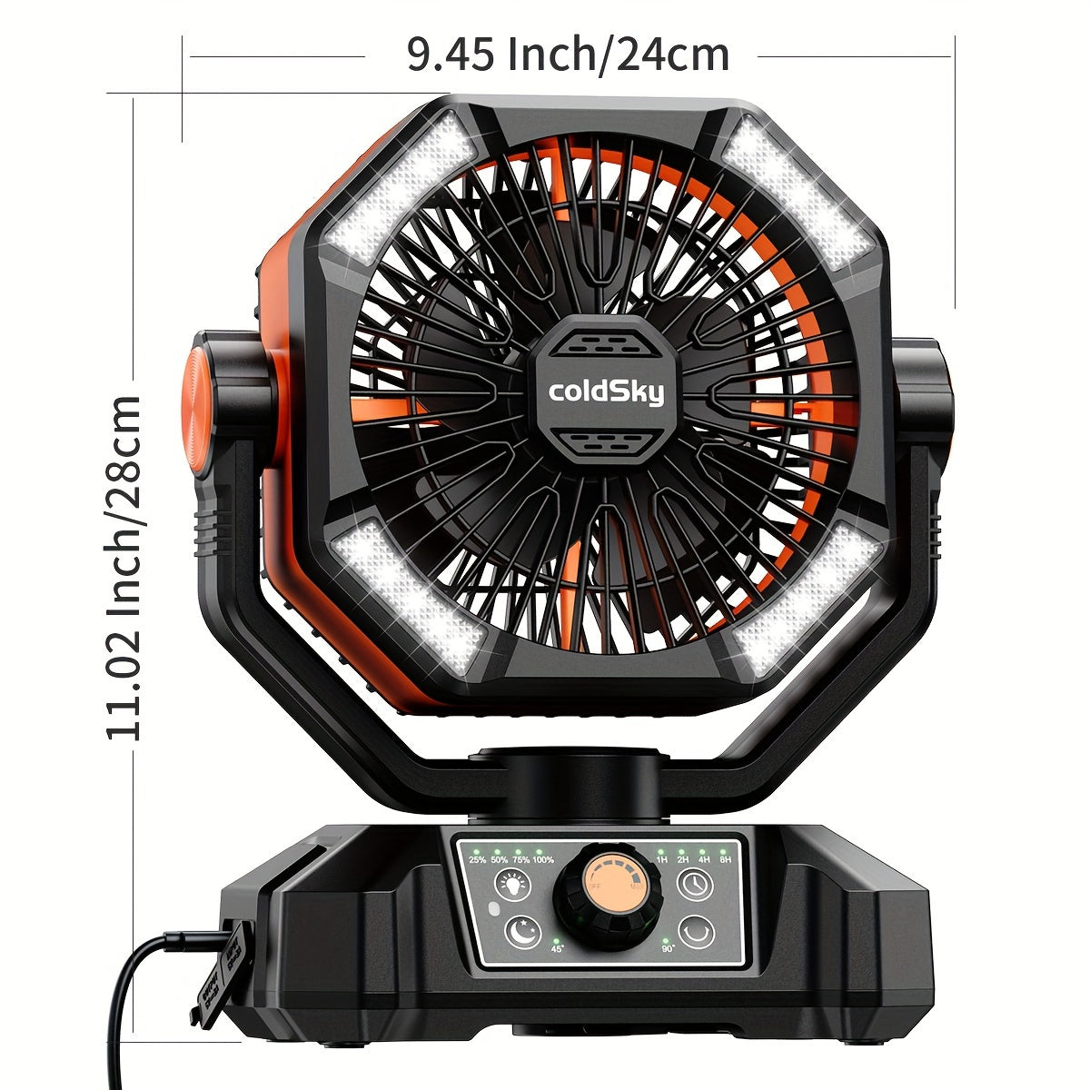 20000Mah Battery Powered Camping Fan - Dual Motor, 8-Speed with Remote Control & 4 LED Lanterns, Portable Outdoor Fan with Hook for Tent, Power Outage, Construction Site, For Outdoor Camping Travel