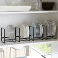 Cabinet Plate Rack Set, 4 Piece Black Stainless Steel Dish Organizer for Upright Plate Storage, Bowl Organization and Kitchen Counter Use